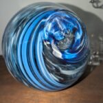 Hand-blown swirl art glass vase, ocean blue and teal artisan glass