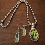 Real abalone pendant and earrings jewelry set