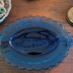 Vintage Avon Mount Vernon cobalt blue glass plate, Fostoria Americana collector's dish