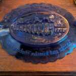 Vintage Avon Mount Vernon cobalt blue glass plate, Fostoria Americana collector's dish